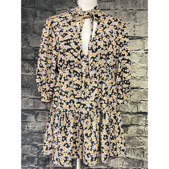 Asos Design Womens Dress‎ Medium Navy Flowers Romantic Casual Work Party - Picture 1 of 14